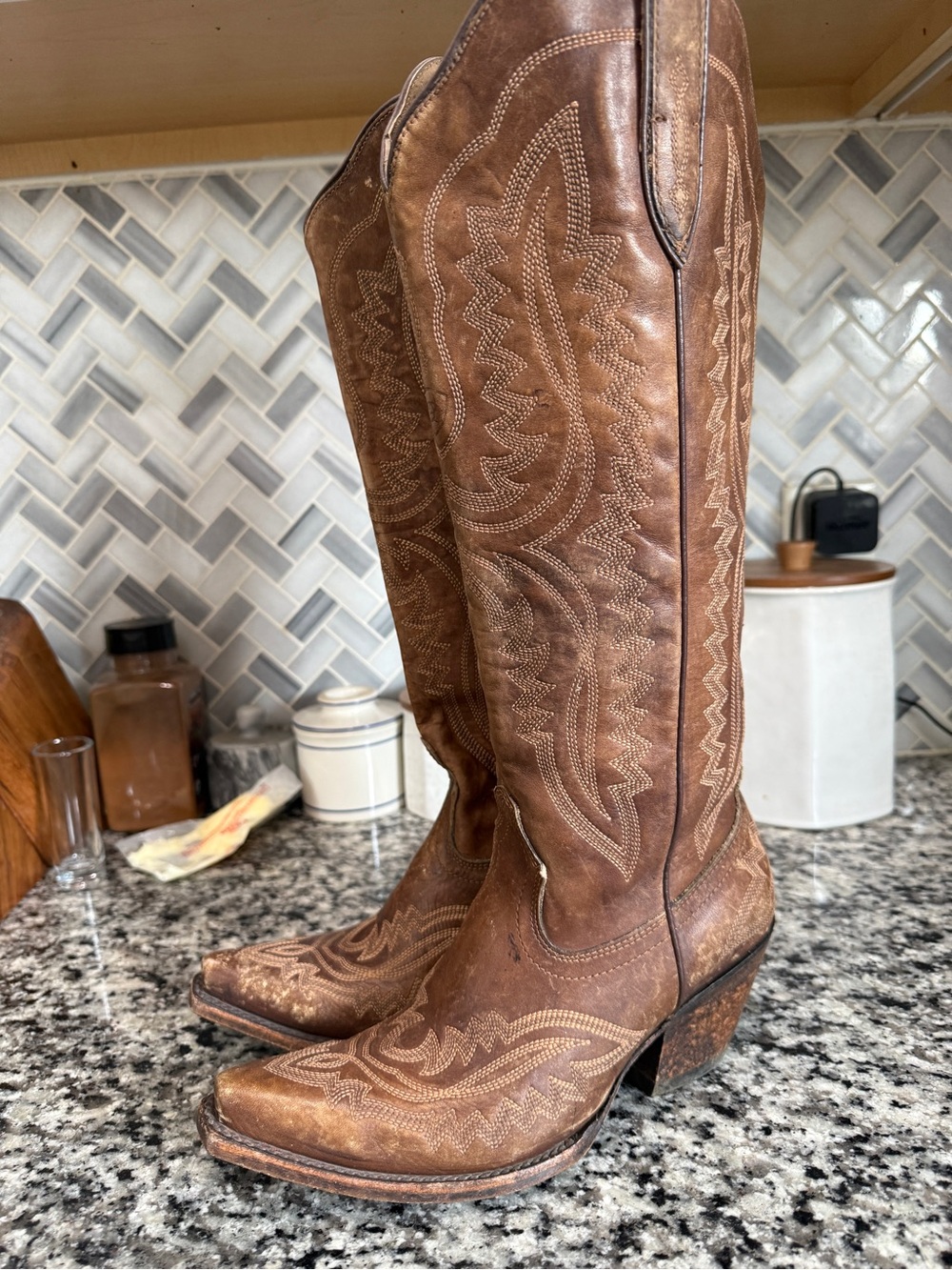 Ariat Casanova naturally distressed brown snip toe boot